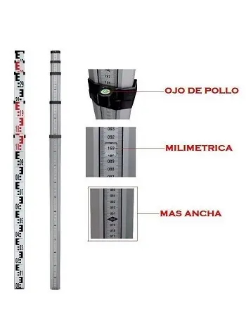 Mira Telescópica Ancha de aluminio de 5m.
